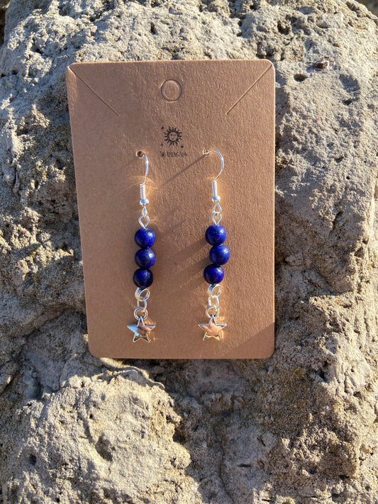 Lapis Lazuli Silver Star Earrings