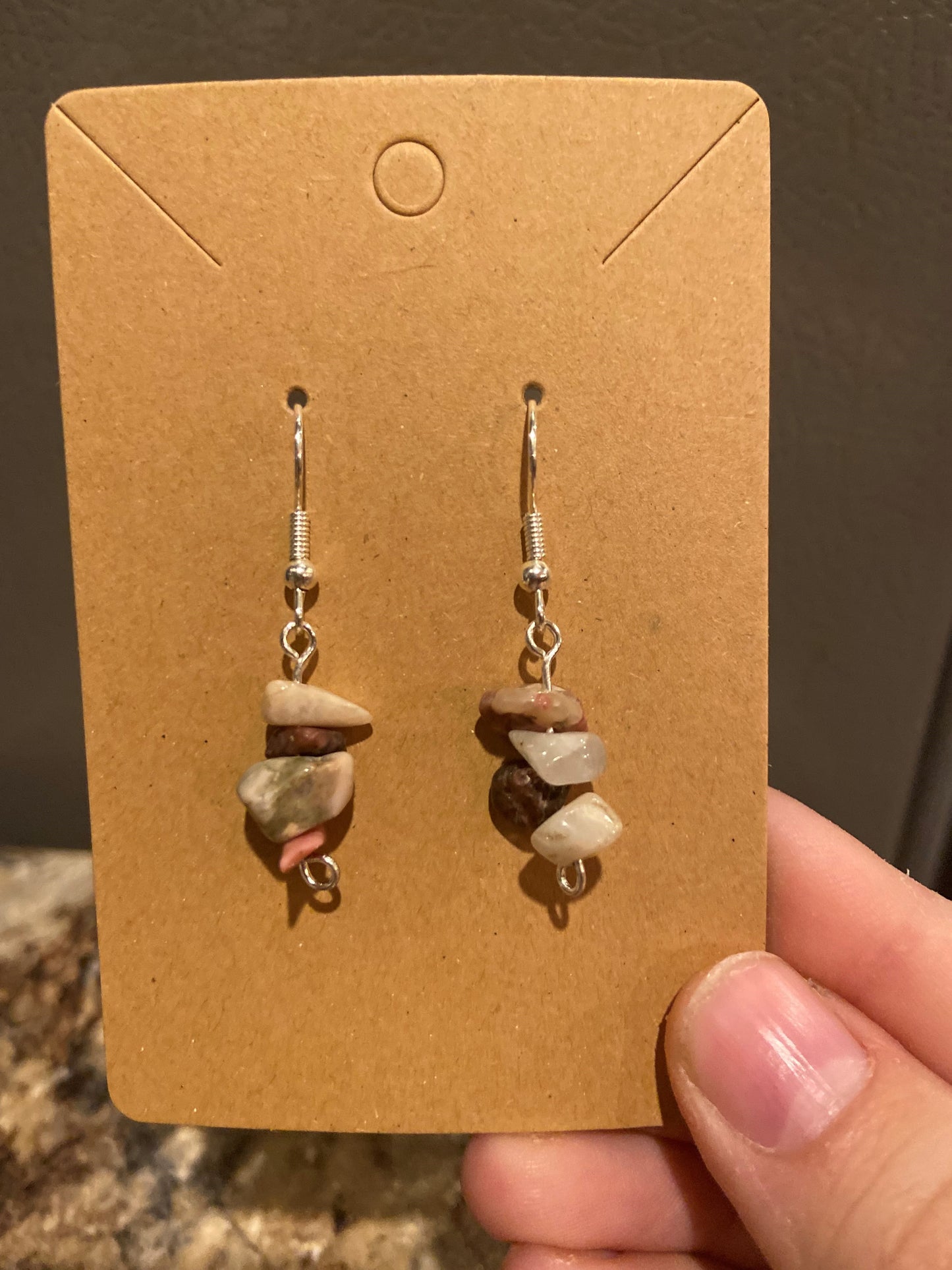 Rhodonite Chip Earrings