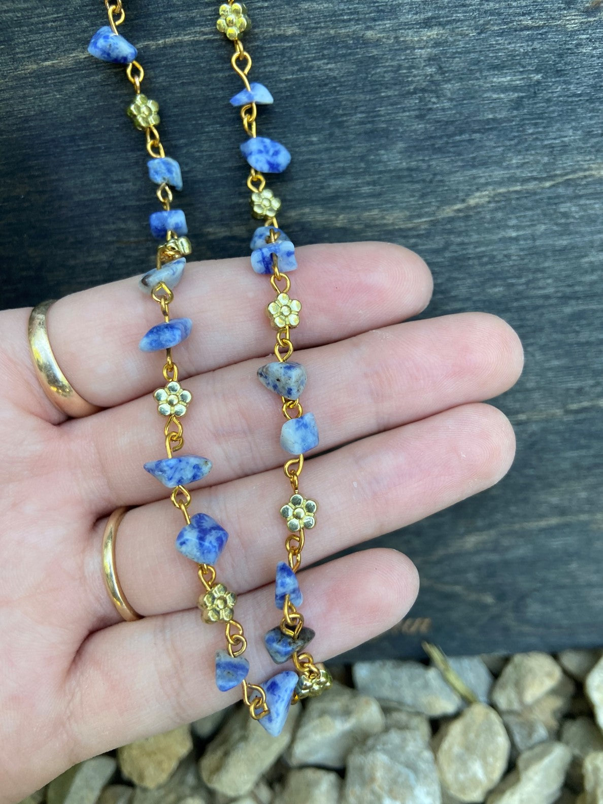 Sodalite Gold Flower Necklace