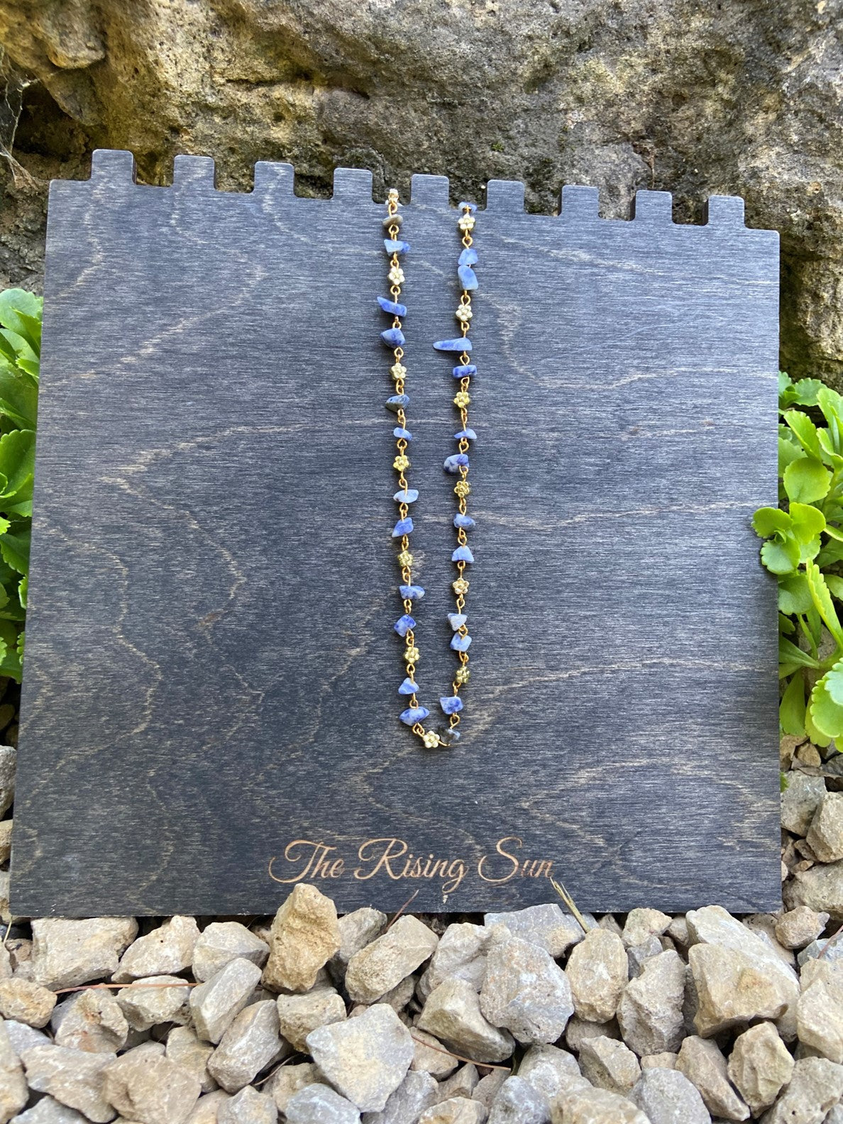 Sodalite Gold Flower Necklace