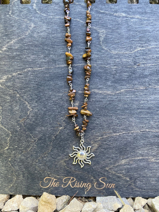 Tigers Eye Silver Sun Necklace