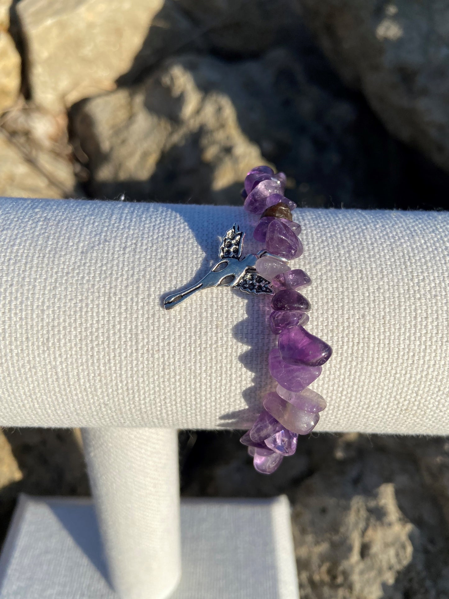 Amethyst Charmed Chip Bracelet