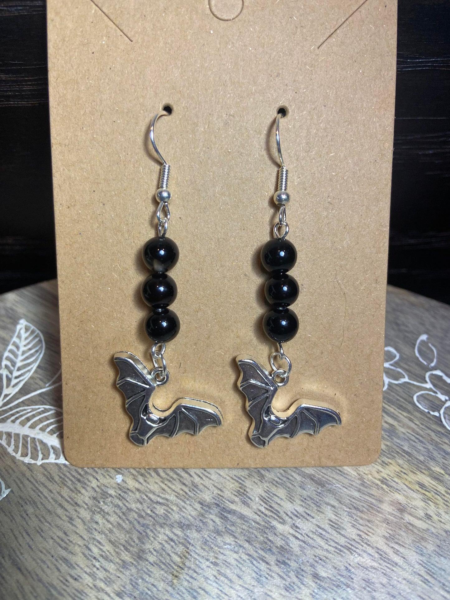 Black Obsidian Bat Earrings