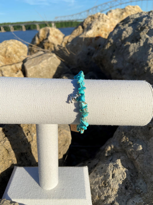 Blue Howlite dolphin chip bracelet