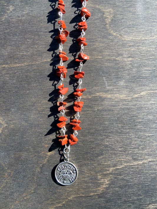 Cancer Necklace with Red Jasper