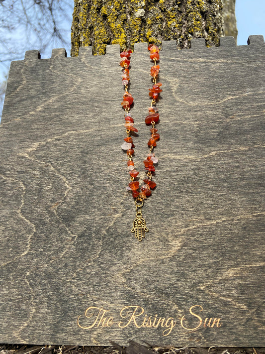 Carnelian Hamsa Chain Necklace