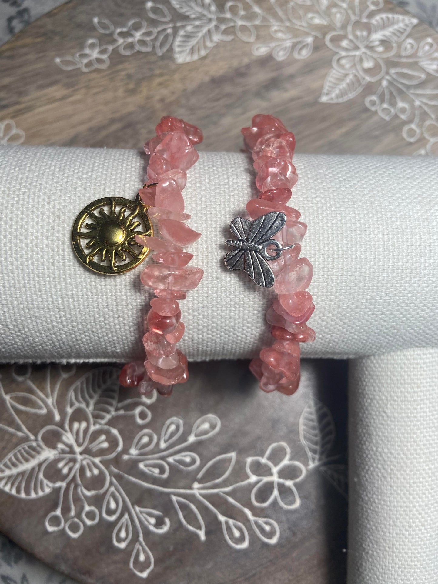 Cherry Quartz Chip Bracelet