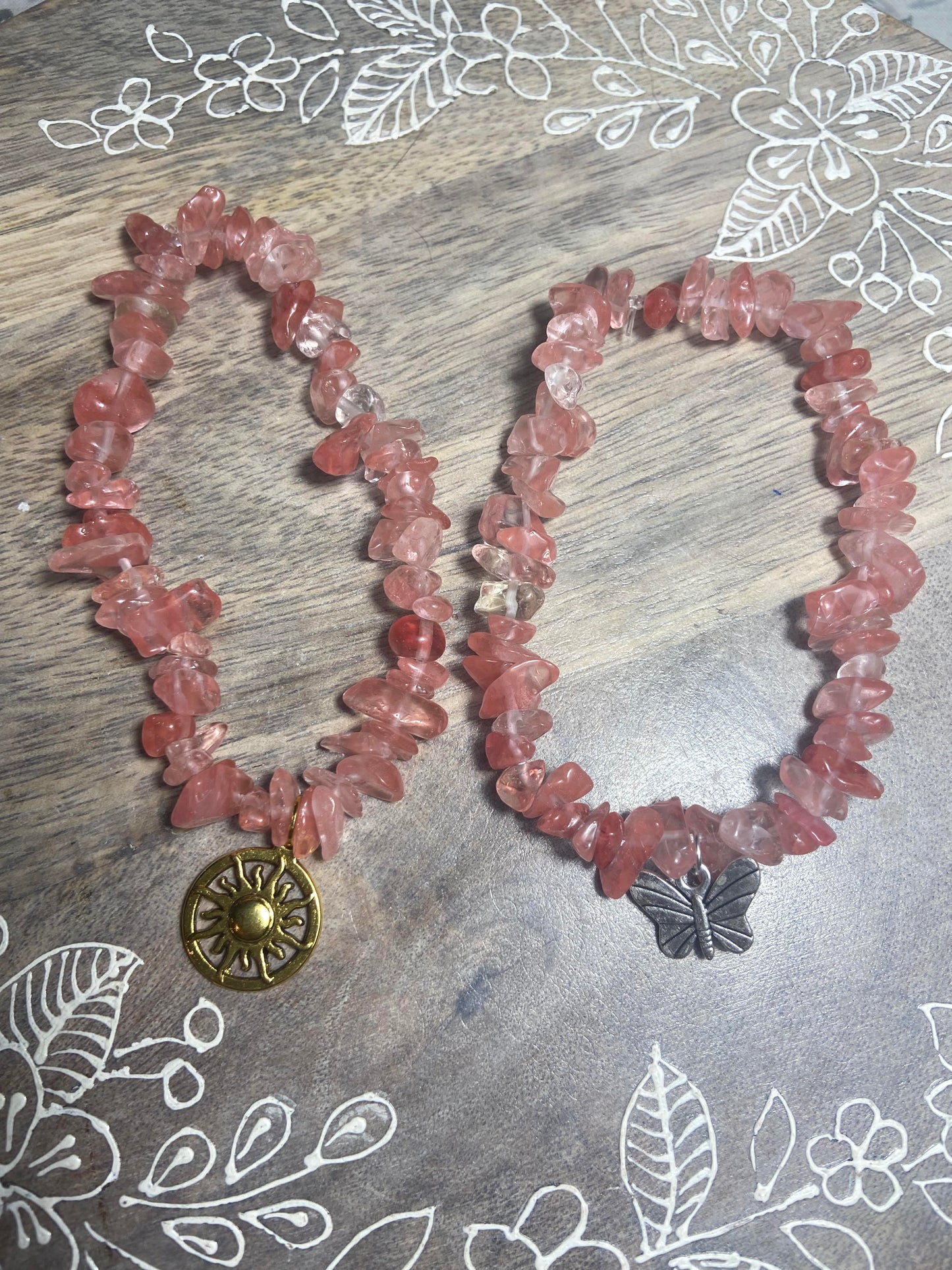 Cherry Quartz Chip Bracelet