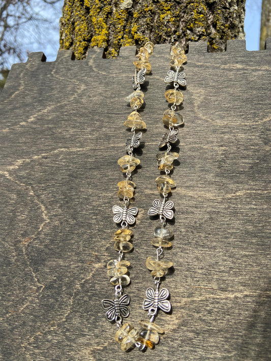 Yellow Citrine Butterfly Necklace