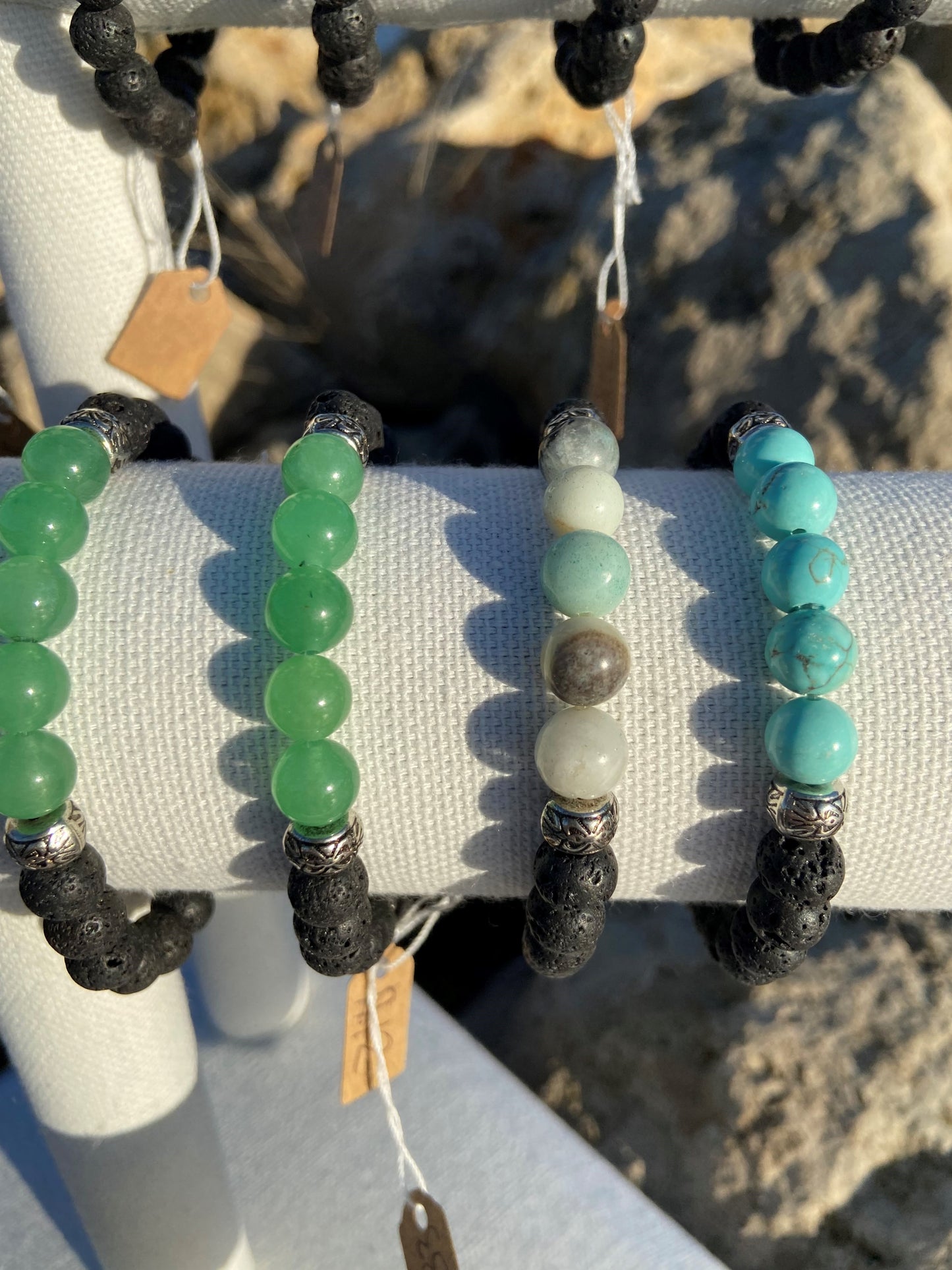 Lava Rock and Crystal Bracelets