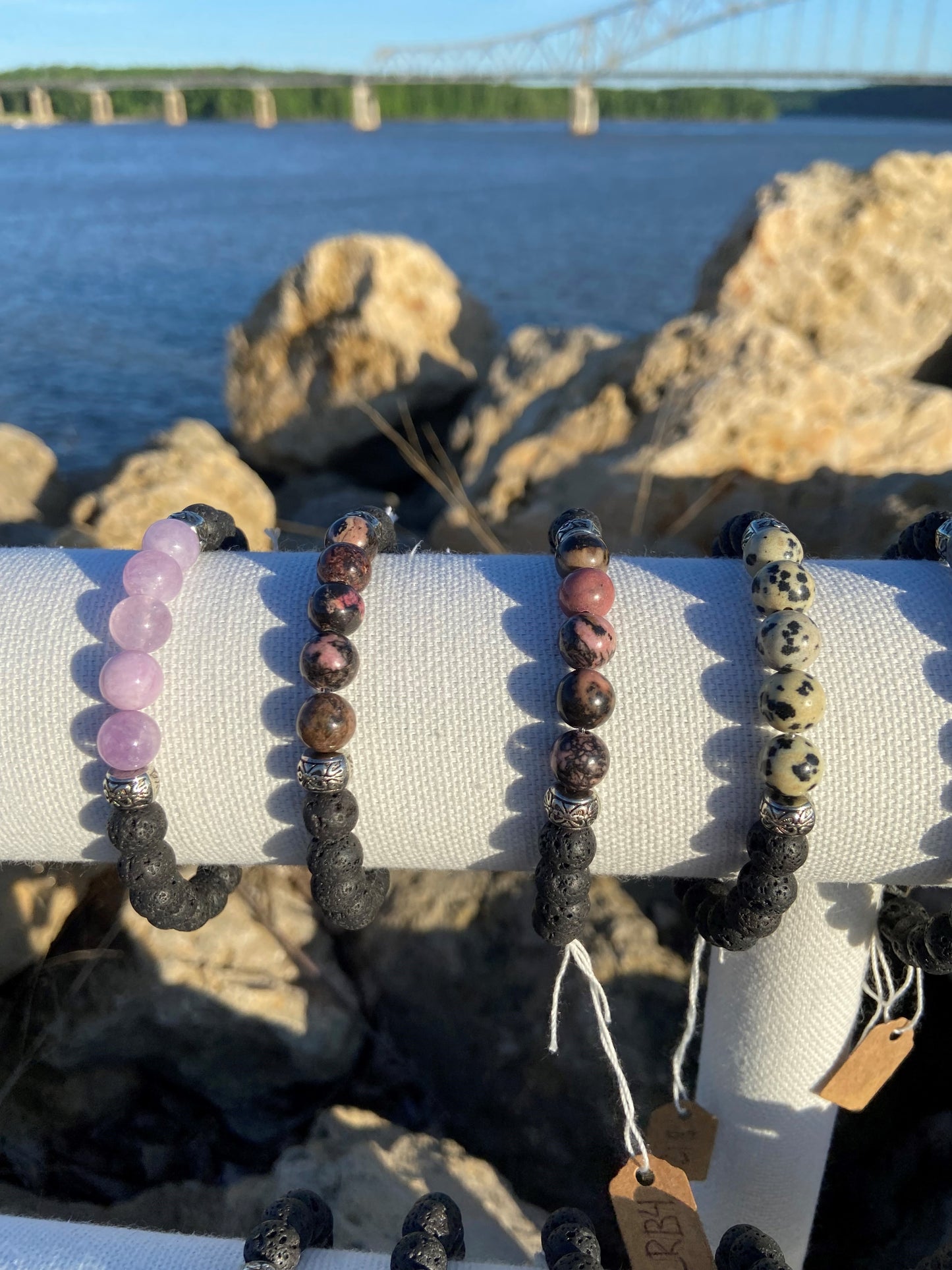 Lava Rock and Crystal Bracelets