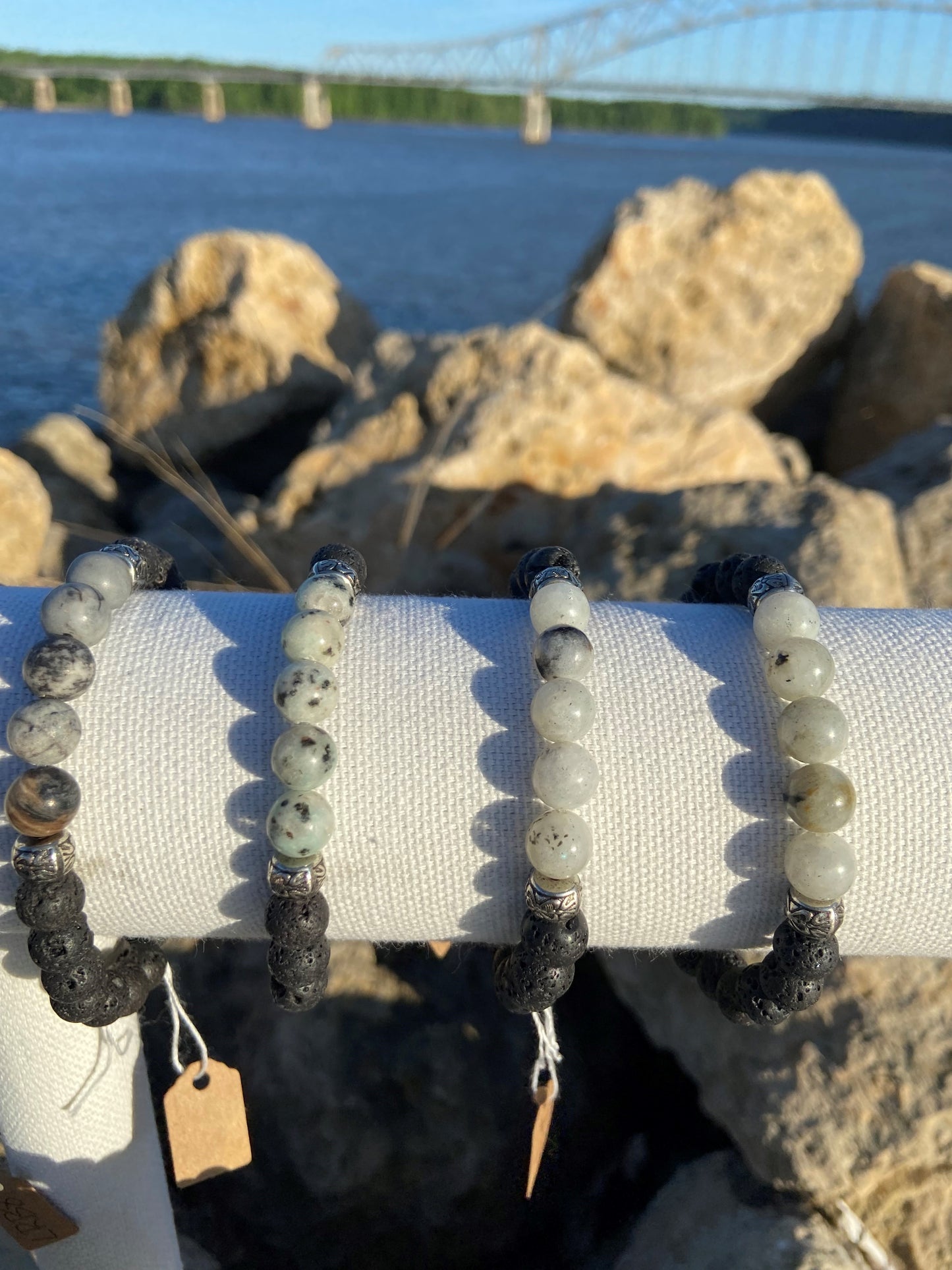 Lava Rock and Crystal Bracelets