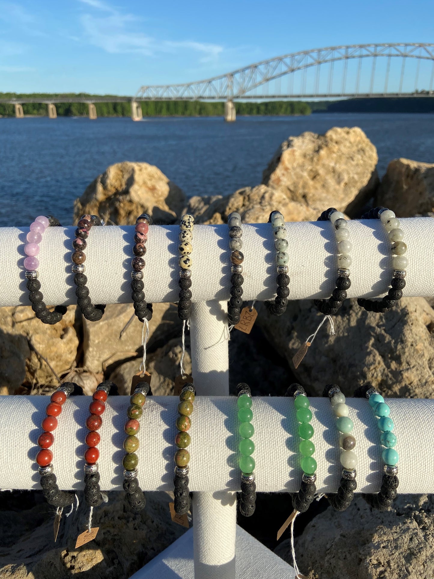 Lava Rock and Crystal Bracelets