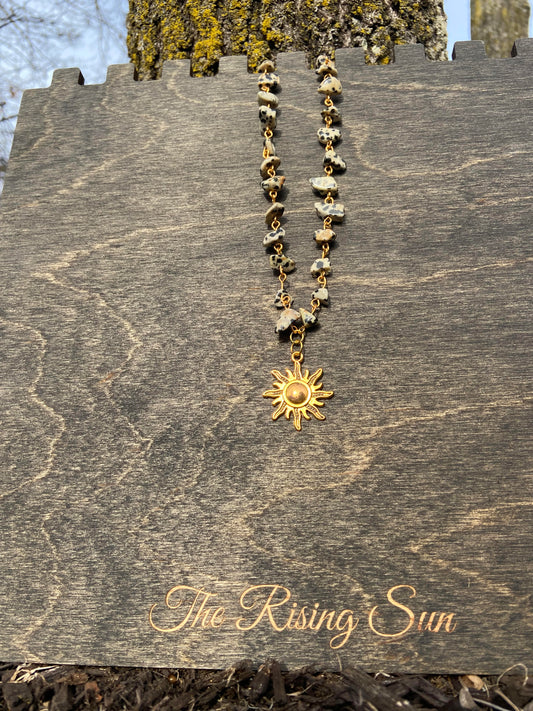 Dalmatian Jasper Sun Necklace