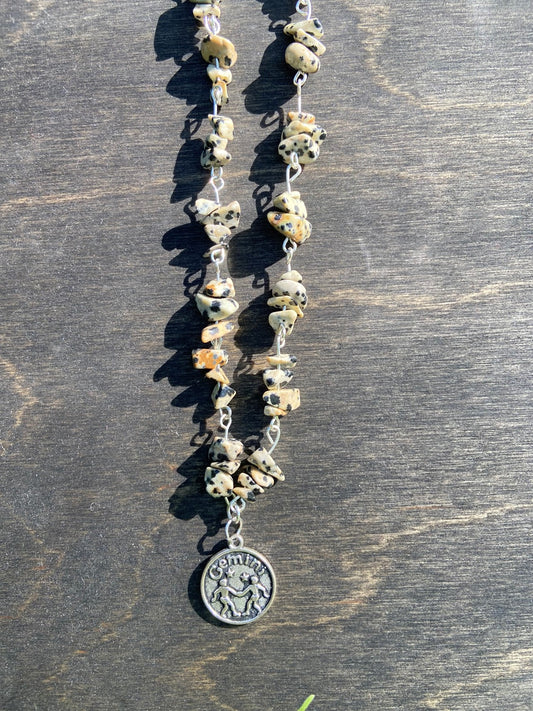 Gemini Necklace with Dalmatian Jasper