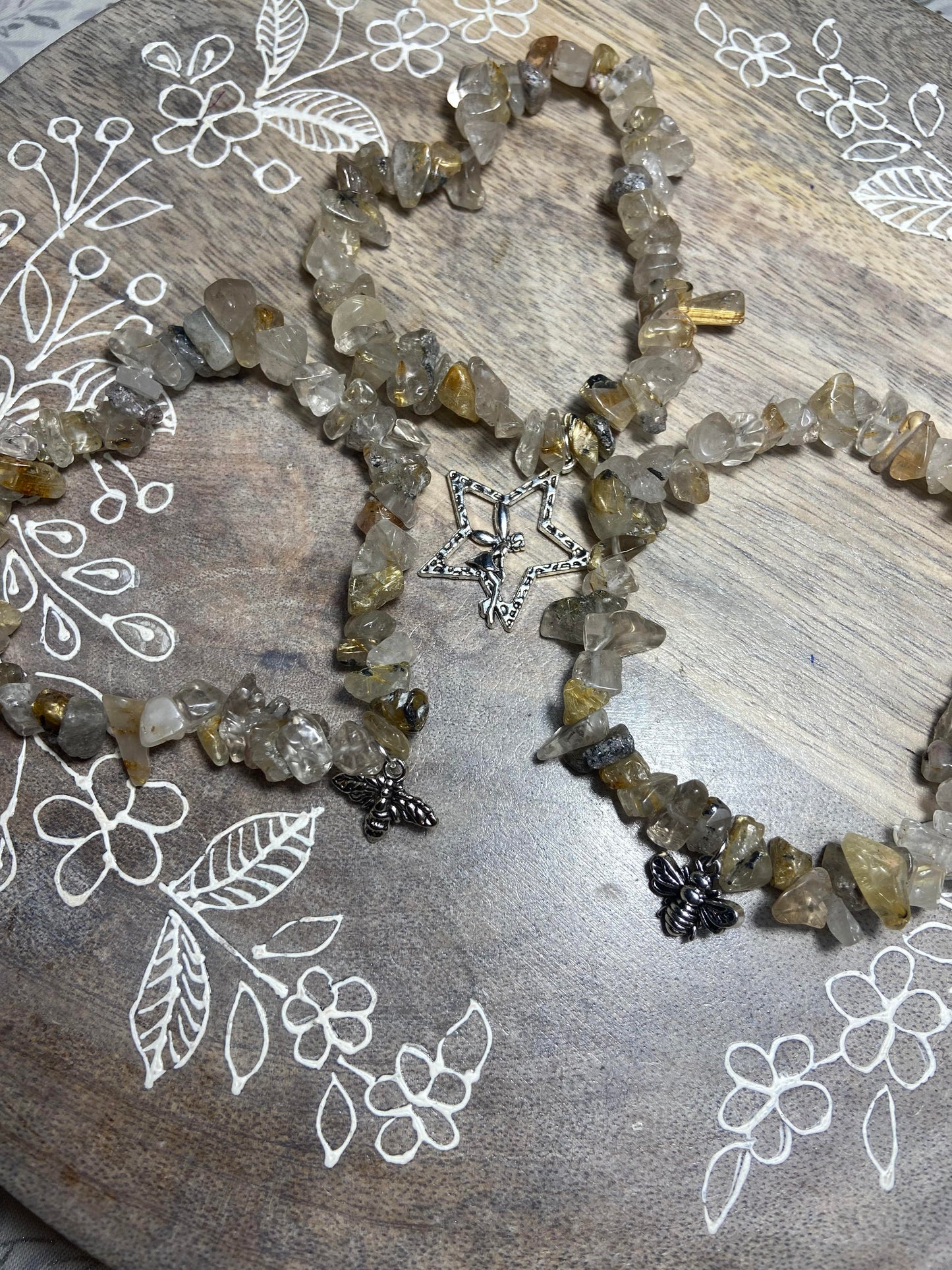 Gold Rutilated Quartz Chip Bracelet