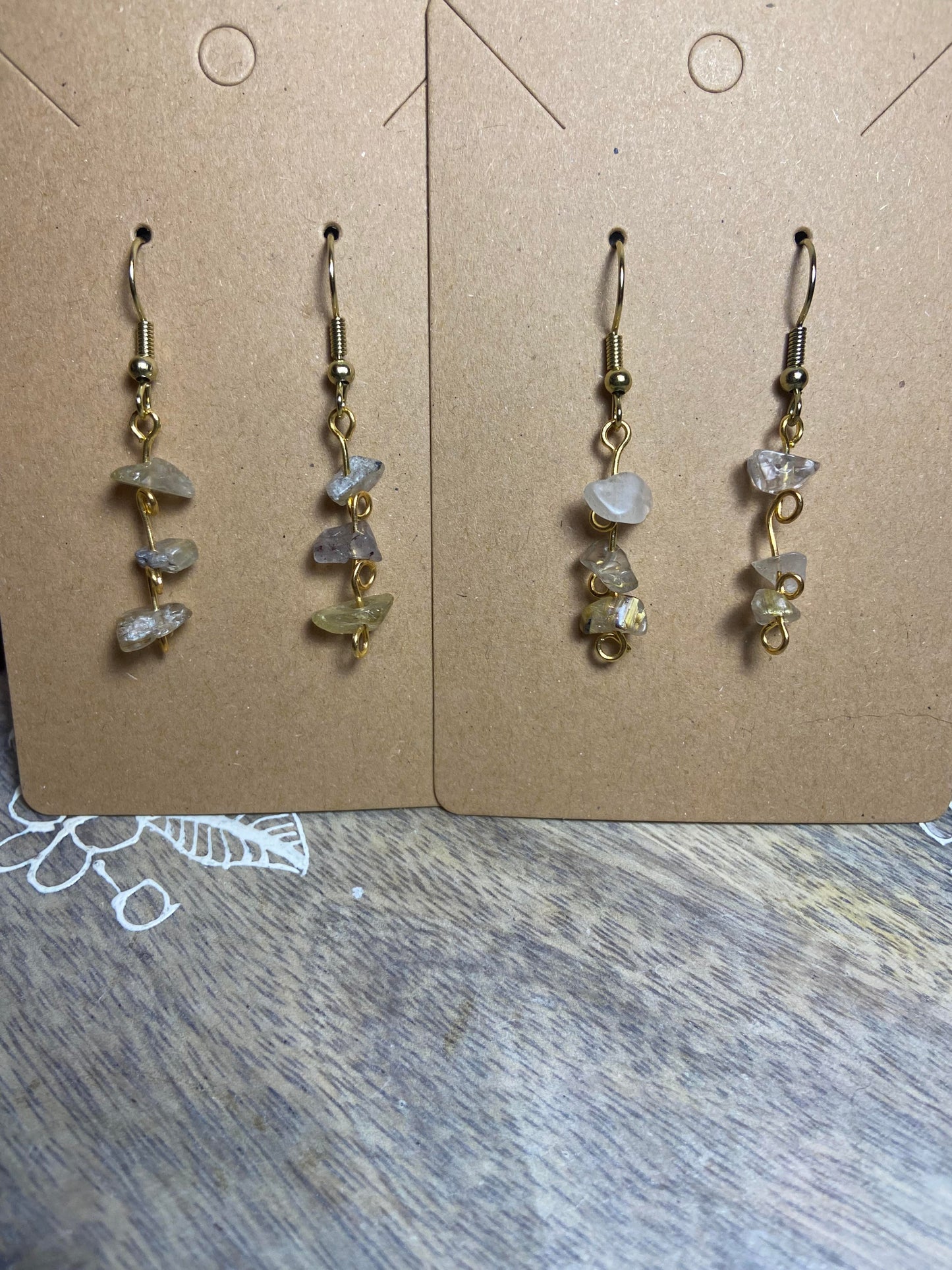 Gold Rutilated Quartz Spiral Earrings