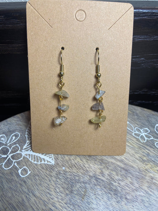 Gold Rutilated Quartz Spiral Earrings