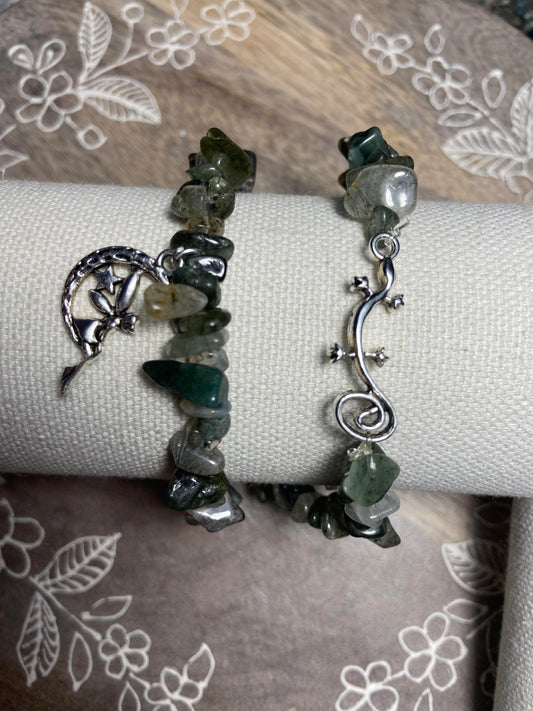 Green Rutilated Quartz Chip Bracelet