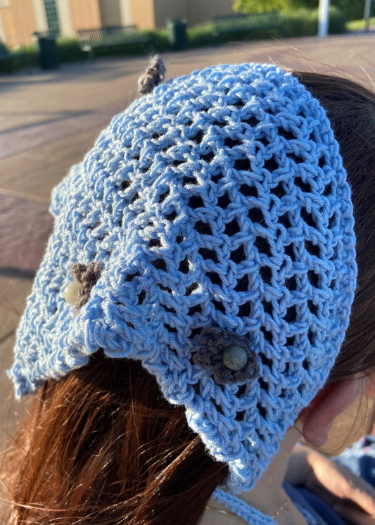 Light Blue Head Scarf with Labradorite