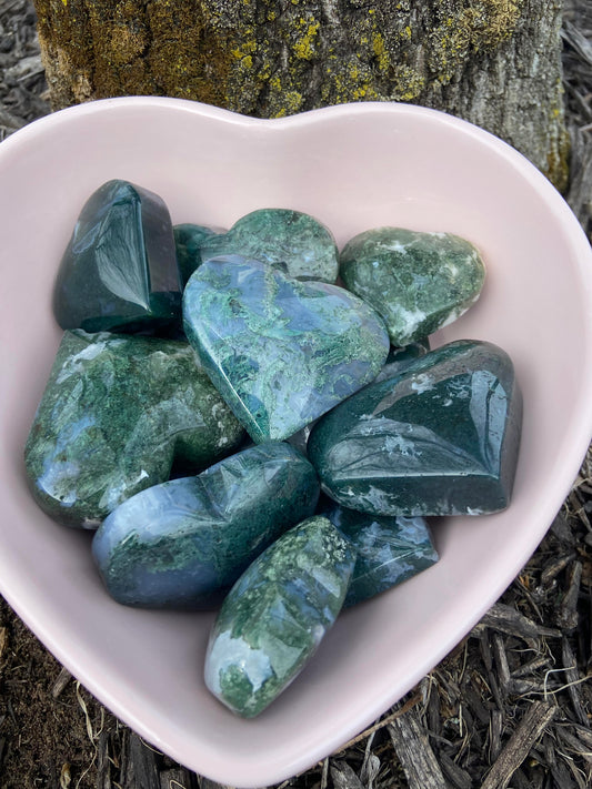 Moss Agate Hearts