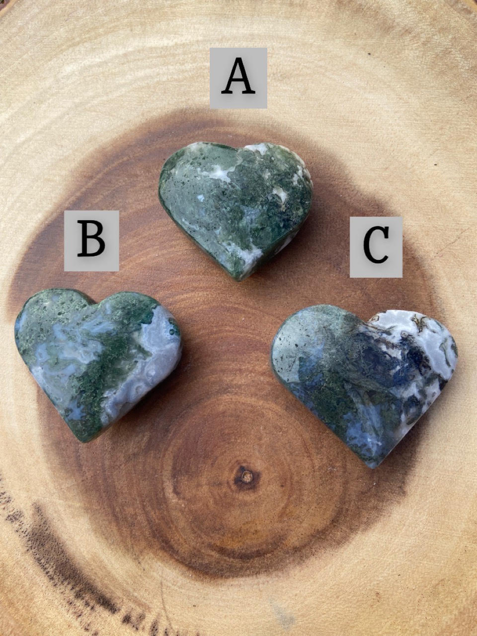 Moss Agate Hearts