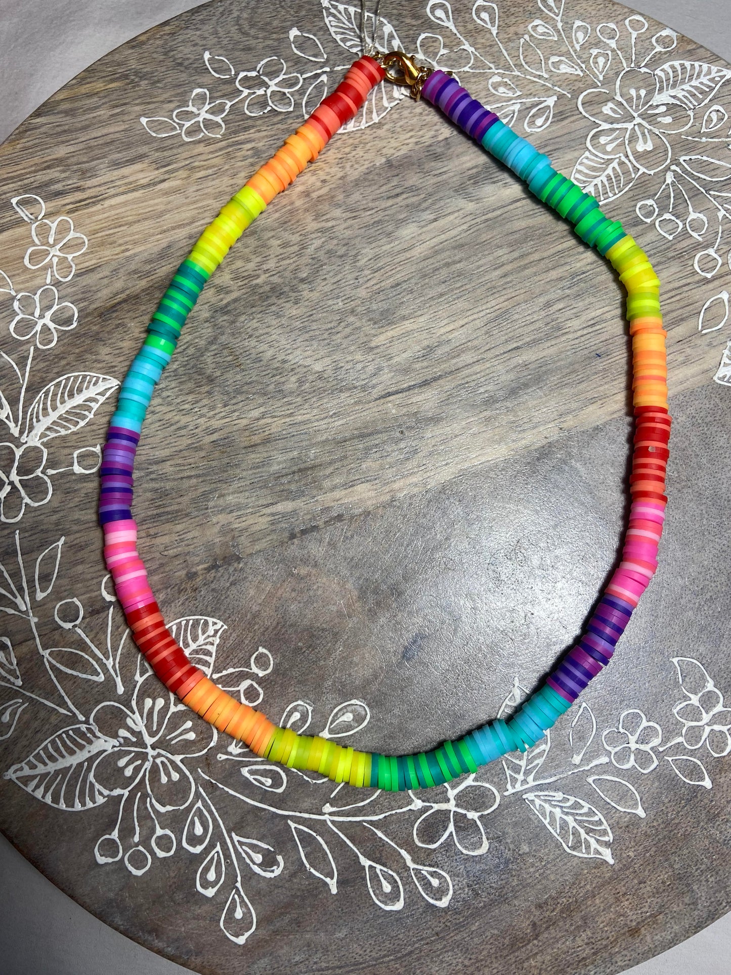 Rainbow Polymer Clay Necklace