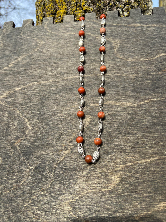 Red Jasper Lady Bug Necklace