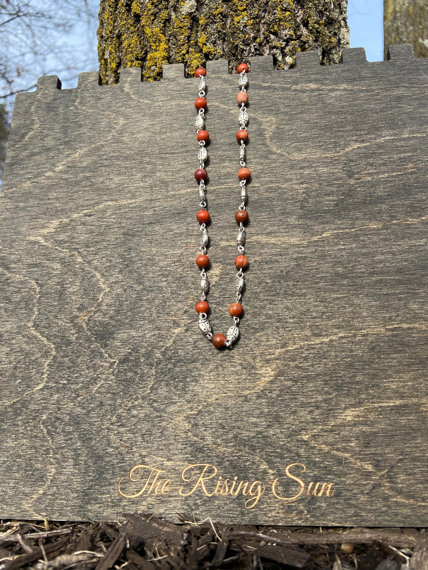 Red Jasper Lady Bug Necklace