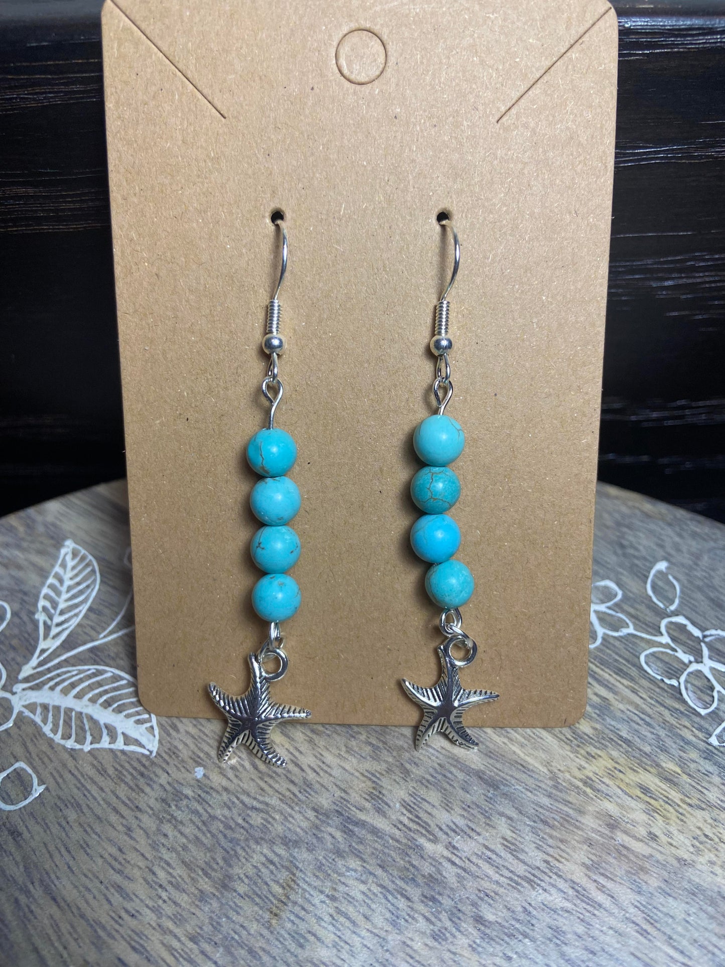 Blue Howlite Starfish Earrings